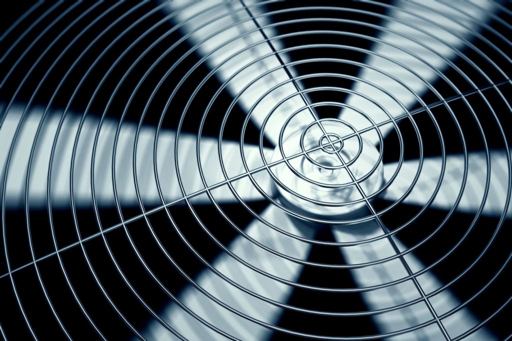 Close-up of a commercial HVAC fan unit